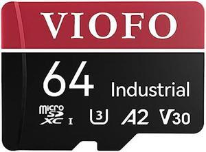VIOFO 64GB Industrial Grade microSD Card, U3 A2 V30 High Speed Memory Card with Adapter, Support Ultra HD 4K Video Recording
