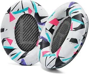 WC Wicked Cushions Upgraded Replacement Ear Pads for Bose QC35 & QC35ii (QuietComfort 35) Headphones & More - Softer Leather, Luxurious Memory Foam, Added Thickness, Extra Durability | 90's White