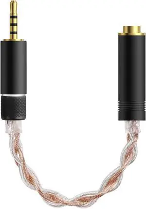 Geekria 2.5mm Balanced Male to 4.4mm Balanced Female Headphones Adapter, Copper and Silverplated Upgrade Cable Conversion Audio Dongle Cable (0.5ft)