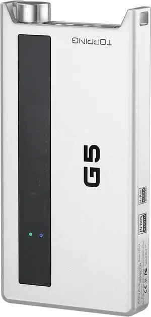 KGUSS Topping G5 Portable NFCA Headphone Amplifier DAC - USB Type C/Bluetooth/AUX Input, 6.35mm Line Out 3.5mm/4.4mm Headphone Out LDAC Hi-Res Audio (Sliver)