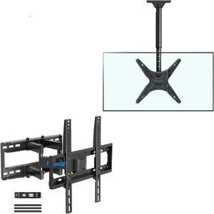 MOUNTUP Full Motion TV Wall Mount & Ceiling TV Mount for 26-65 Inch TVs Bundle