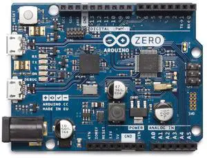 Arduino Zero [ABX00003]  32-bit ARM Cortex-M0+, 48MHz, 256KB Flash, 32KB SRAM, Native USB, 14 Digital I/O Pins, 6 Analog Inputs, Compatible with Arduino IDE for Embedded and IoT Projects