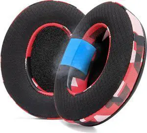 WC Freeze Hybrid Fabric Cooling Gel Replacement Earpads - Compatible with Hyper X Cloud, Steelseries Arctis, ATH M50X, Turtle Beach Stealth & More - Comfortable & Cooler for Longer | Red Prism