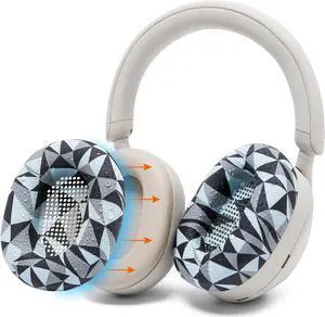 WC SweatZ XM5 - Patented Earpad Sweat Covers for Sony WH1000XM5 by Wicked Cushions | Full 360 Earpad Protection | Sweatproof & Easily Washable | Geo Grey