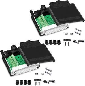 ANMBEST 2PCS Thinner DB37 Solderless RS232 D-SUB Serial to 37-pin Port Terminal Female Adapter Connector Breakout Board with Case Long Bolts Tail Pipe