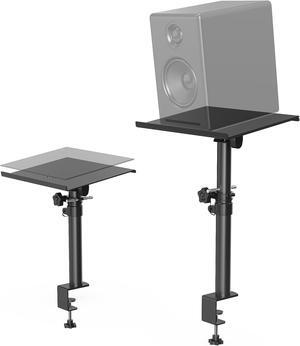 Studio Monitor and Speaker Stand,Clamp-on Desktop Speaker Stands,Height Adjustment and Tilt,Universal Audio Holders for Computer and Bookshelf Speakers,Elevated Sound,2 Pack,Black