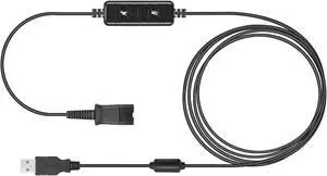 QD headset USB Adapter Cable Compatible with Plantronics QD (Quick Disconnect) Wired Headset to USB Plug with in-line Volume Mute Controls, Works for Computer Laptop PC Mac UC Skype Lync Softphone