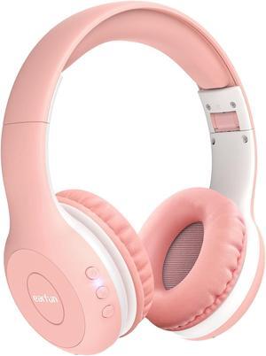 EarFun Kids Bluetooth Headphones, K2 Kids Headphones with Volume Limited, 40H Playtime, Bluetooth Headphones with Mic, Stereo Sound, Foldable Over-Ear Headphones for Kids/School/Travel/Tablet Pink