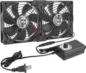 Eiovnur Big Airflow 2 x 120mm 240mm AC 110V 120V 220V 240V Variable Speed Fan for Mining Machine Cabinet Chassis Server Workstation Cooling