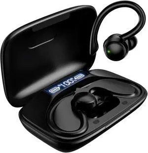 FUN-FANTAs Wireless Earbuds Bluetooth Headphones 80hr Playtime in-Ear Earphones Stereo Sound Ear Buds LED Display Built-in Microphone with Charging Case Headset for Sports Workout Black