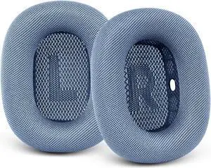 Upgraded Ear Cushions for Apple AirPods Max, Mesh Fabric Ear Covers with Original Silicone Design Memory Foam for Airpods Max Headphones (Sky Blue)