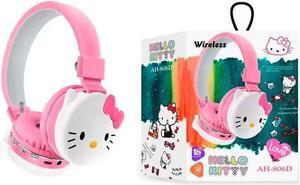 Wireless headset kids headphones cute earphones bluetooth headset headphone for boys girls, canceling noise with mic. Audifonos para ninos y ninas con microfono (Hello Kitty, Pink)