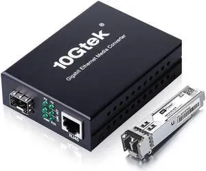 1.25G Fiber to Ethernet Media Converter, Gigabit Multimode LC Fiber to RJ45 Converter, 1000Base-SX to 10/100/1000Base-TX, SFP SX Module MMF, 850nm, up to 550m