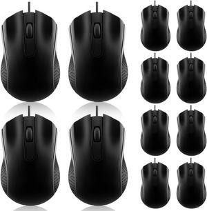 Hoteam 12 Pcs Wired Computer Mouse Bulk Cord USB Computer Mice Ergonomic Wired Mouse for Pcs, Computers, Laptops, Gaming Office School Home Supplies (Black)