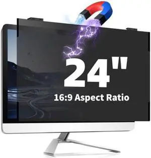 JEAPKA Magnetic Computer Privacy Screen 24 Inch, Removable Hanging Privacy Screen Shield for Frameless Monitor 16:9 Widescreen, Anti Blue Light Privacy Filter, Anti-Glare Protector