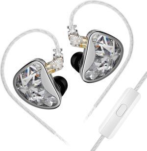 KZ AS24 in Ear Headphone,12 BA Units on Each Side Wired Earphone, KZ Stage Monitor HiFi IEM Earbuds Earphone,Musicians IEM Upgrade Deep Bass Suitable for Bass Vocals Pop (Silver, with Mic)...
