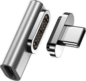 Lanhiem 100W USB C Magnetic Adapter, 20 Pin PD Fast Charge Magnetic Breakaway USB-C Right Angle Adapter for MacBook, Galaxy S24 Ultra, iPad Pro, Nintendo Switch, ROG Ally, Steam Deck, Gamepad(1 Pack)