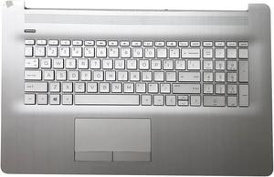 D-KXCPELE Replacement Laptop Backlit Keyboard palmerest with Touchpad for HP Pavilion 17BY 17-by 17CA 17-CA Series Laptop Assembly Part with ODD,P/N:L92783-001, 6070B1308113(Sliver 2020 Year)