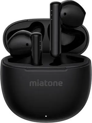 MIATONE London Wireless Earbuds, Bluetooth 5.3 Ear Buds 50H Playtime with Charging Case, Built-in Microphone for Phone Calls, Semi-in-ear Ear Buds Earphones - Black