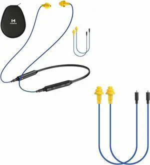 MIPEACE Bluetooth Earplug Headphones with 2 Replacement Earbud Cables - Neckband Ear Protection Work Earbuds, 29dB Noise Reduction Safety Headphones with 19+ Hour Battery for Lawn Mowing DIY.
