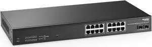 MokerLink 16 Port 2.5G Managed Ethernet Switch with 2x10G SFP, 16x2.5G Base-T Ports, Support LACP/VLAN/QOS/IGMP, Metal Web Managed Fanless RackMount Network Switch