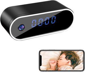 Hidden Camera Clock 1080P Wireless Spy Camera Covert Nanny Cam Baby Monitor HD Home Indoor Security Cam Night Vision Motion Detection for Office No Audio