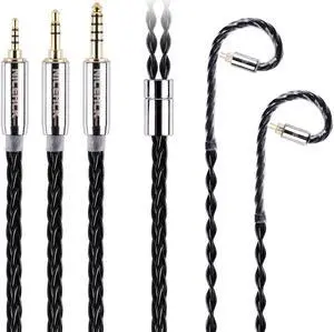 NICEHCK BlackCat Ultra IEM Cable, 8 Core Earphone Upgraded Cords, Zinc Copper Alloy Oil Infused in Ear Monitor Cables, Wired Earbuds for Audiophile Musician Singer (4.4mm 0.78 2Pin)