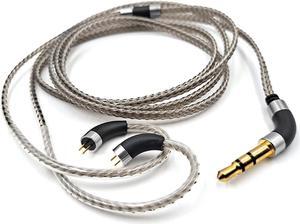 okcsc 0.75/0.78MM 2Pin Earphone Cable Silver Plated 6N OCC High Purity Beryllium Copper for Final Audio FIIO FH1s JH3 KZ EDX ZST ES4 ED12 ZSR AS10 CCA C10 A3000 MAKE4 IEM Cable with 2.5MM Plug 4FT