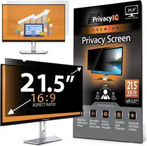 Privacy IQ 21.5" Inch 16:9 Monitor Privacy Screen-Filter for 60 Degree Privacy, Advanced Anti-Glare, UV Light Reduction & Blue Light Filter