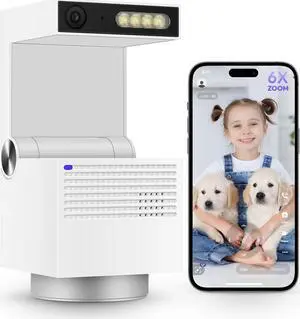 Psync Genie S 5MP Indoor Security Camera, Pan Tilt WiFi Camera for Baby Monitor/Pet Camera with Phone app, Auto Tracking, Person/Pet Detection, 2-Way Audio, 64GB Local Storage, Full-Screen Display