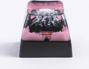 REDQIN Artisan Keycap - Mount Fuji Sakura Custom Keycaps Esc Resin Keycap Handmade Artisan Keycaps Mountain Keycap for Cherry MX Swith for Keyboards Key Cap
