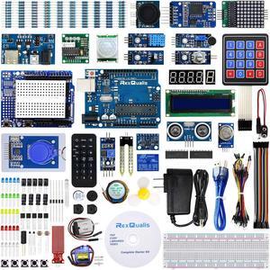 REXQualis Complete Starter Kit Based on Arduino UNO R3 w/Detailed Free Tutorial Compatible with Arduino IDE (67 Items)