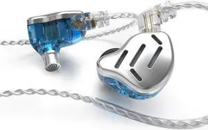KZ Zax in-Ear Monitors, 16-Units Hybrid in Ear Earphones, HiFi Stereo Noise Isolating Sport IEM Wired Earbuds/Headphones with Detachable Cable for Musician Audiophile (Without Mic, Silver)