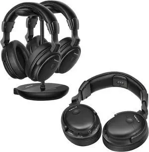 SIMOLIO Wireless Headphones for Three People to Watch TV with Transmitter/Charging Stand 2-in-1, Over-Ear Headphones for TV with Optical in and Spare Battery
