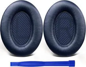 SoloWIT Lambskin Replacement Earpads Cushions for Bose QuietComfort 35 (QC35) & Quiet Comfort 35 II (QC35 ii) Headphones, Ear Pads with Noise Isolation Foam, Added Thickness - Brilliant Blue