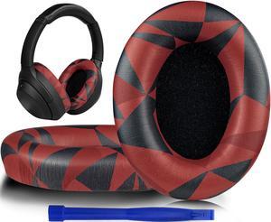 SOULWIT Professional Earpads Cushions Replacement for Sony WH-1000XM3 (WH1000XM3) Over-Ear Headphones, Ear Pads with Softer Protein Leather, Noise Isolation Memory Foam, Added Thickness (Red Storm)