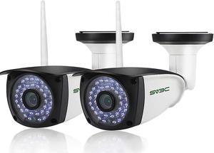 SV3C WiFi Security Cameras Outdoor, 2 Pack 1080P Two-Way Audio Exterior IP Camera, Outside Surveillance Cam Supports Motion Detection, ONVIF Conformance, IP66 Waterproof, RTSP,Max 128GB SD Card Record
