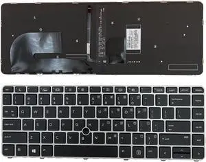 Tiugochr Laptop Replacement US Layout with Backlight with Pointing Keyboard for HP EliteBook 840 G3 745 G3 745 G4 840 G4 848 G4 836308-001 821177-001 NSK-CY2BV 836307-031 819877-B31