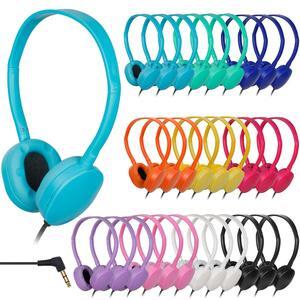 thumbnail image 2 of 12-Pack Kids Classroom Headphones Bulk - Wired, Adjustable, 3.5mm Jack (Blue, Model HY857) 2 of 6
