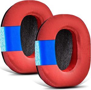 TRANSTEK Sheepskin Thicker Cooling Gel Ear Cushion Earpads for Arctis Pro, Arctis 7/5/3/1, Arctis 9X, Arctis 7X, Arctis 7P, RIG 800 Series, ATH M50X, M40X, MDR-7506 V6 (Red Fabric)