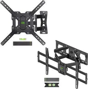 USX MOUNT Full Motion TV Mount for 26-55" TVs with VESA 400x400mm up to 77 lbs & Full Motion TV Bracket for Most 37-86 Inch TV, Max VESA 600x400mm, Holds up to 132 lbs