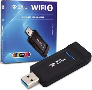 WiFi Nation WiFi 6 AX1800 2T2R, USB 3.0 Chipset: RTL8832AU, WiFi Dongle Adapter | 802.11ax Gigabit Wireless Network Card Adapter | 5GHz/2.4GHz | WPA3 Network Security | Windows 7/10/11