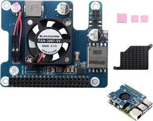 POE HAT Board for Raspberry Pi 5, Power Over Ethernet HAT(POE) with Onboard Cooling Fan and Metal Heatsink, Supports 802.3af/at Network Standard,12V and 5V Power Outputs