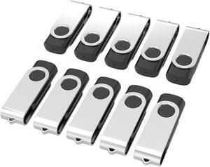 Wooolken 10Pack 8GB USB 2.0 Flash Drive with Keychains,Swivel USB Thumb Drives Memory Stick USB Drive for PC Laptop Computer (Black)