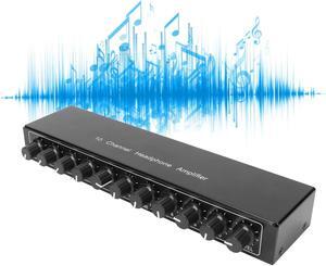 Stereo Headphone Amplifier, 3.5 mm Input 1 in 10 Out Channel Headphone Amplifier, Stereo Audio Amp with 12V 1A Power Adapter, Audio Music Distributor Headphone Splitter for Studio and Stage(US)