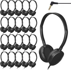 ZHENWAY 20 Pack Bulk Headphones for Classroom School, Durable Wholesale Wired Headphones for Kids Student Boys Girls Adults