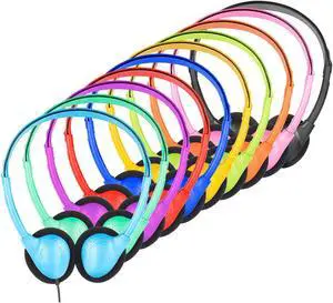 ZNXZXP 50 Pack Kids Headphones Bulk for School Classroom Wired Headphones for Kids Students Child 3.5mm Jack (10 Mixed Colors)