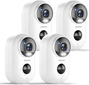 ZUMIMALL Security Cameras Wireless Outdoor with Magnetic Mount, 4 Packs- Battery Operated Security Camera Outdoor with Siren, 3MP Color Night Vision/PIR Detection/IP66 Waterproof/2.4G WiFi, SD/Cloud