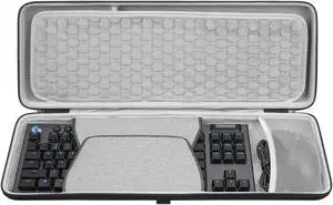 Geekria Keyboard and Mouse Combo TKL Case, Hard Shell Travel Carrying Bag for 80% Compact 87 Key Computer Mechanical Gaming Keyboard, Compatible with Logitech G915 TKL+G502 Mouse (Dark Gray)