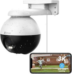 EZVIZ Outdoor Auto-Tracking Camera, 3K, 12 Pre-Set dots Tracking,360deg Visual Coverage, Waterproof, Color Night Vision, AI-Powered Person and Vehicle Detection,Two-Way Talk| C8W Pro 3K (4mm)